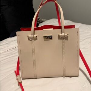 Kate Spade Cream and Hot Pink Satchel with Structured Design
